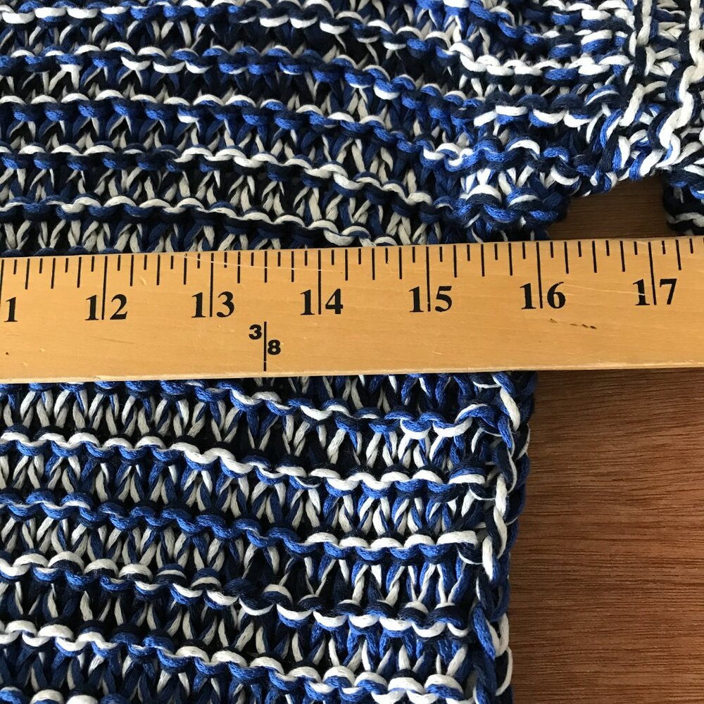 Zara Knit Sweater Women S Blue Striped Marled Chunky Open Knit Long Sleeve 18326 - Picture 7 of 9
